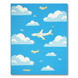 Pixel Airplanes Clouds Kids Area Rug
