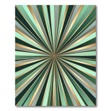 Radiant Green Gold Sunburst Geometric Area Rug