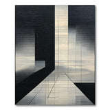 Black White Geometric Grid Perspective Rug