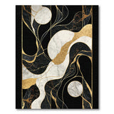 Gold Vein Black Marble Abstract Area Rug