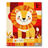 Playful Cartoon Lion ABC Alphabet Kids Rug