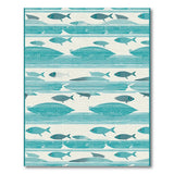 Teal Fish Coastal Beach Area Rug