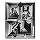 Intricate Maze Labyrinth Black White Rug