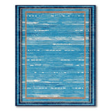 Teal Blue Geometric Stripe Area Rug