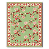 Vintage Green Plum Blossom Floral Area Rug