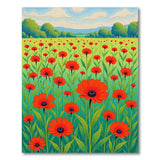 Vivid Red Poppy Field Area Rug