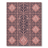 Purple Ornate Floral Tile Area Rug