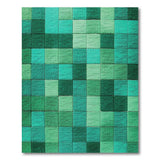 Teal Green Geometric Block Area Rug