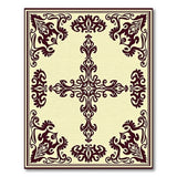 Elegant Cream Rug with Ornate Burgundy Border