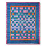 Vibrant Geometric Blue Area Rug with Multi-Color Blocks