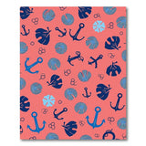 Coral Pink Nautical Anchors Shells Leaves Rug