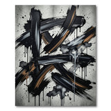 Black and White Abstract Black Ink Brush Stroke Area Rug