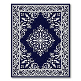 Navy Blue Traditional Persian Rug with White Mandala