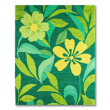 Vibrant Green Floral Leaf Area Rug