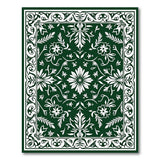 Green Emerald Green Ornate Floral Vintage Rug