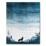 Howling Wolf Silhouette Mountain Area Rug
