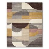 Multi-Color Curved Geometric Area Rug