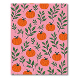 Playful Orange Pumpkins on Pink Area Rug