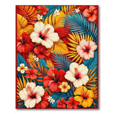 Vibrant Hibiscus Floral Area Rug