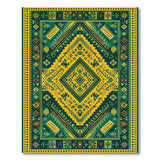 Vibrant Green Yellow Heritage Tribal Area Rug