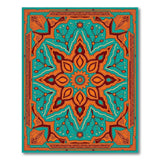 Vibrant Teal Orange Persian Starburst Rug