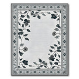 Grey Floral Vine Border Area Rug