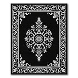 Ornate Black White Persian Floral Rug