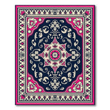 Navy Pink Traditional Persian Medallion Area Rug