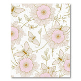 ODIKA Washable Floral Butterfly Area Rug - Vintage Pink & Gold Low Pile Rug