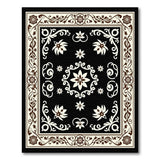Elegant Black White Floral Persian Area Rug