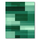 Green Emerald Green Geometric Block Area Rug