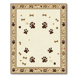 Brown Paw Prints Dog Bones Area Rug