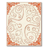 Vintage Orange Swirl Floral Area Rug