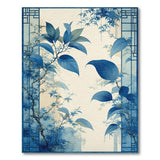 ODIKA Blue Botanical Washable Area Rug - Chinoiserie Low Pile Non-Slip Rug