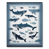 Navy Blue Whale Fish Coastal Area Rug