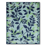 Teal Navy Leaf Pattern Area Rug