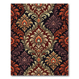 Opulent Red Floral Damask Area Rug