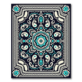 Teal Medallion Persian Area Rug in Navy Ivory