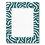 Teal Wavy Abstract Border Area Rug