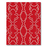 Bold Red Geometric Hound Pattern Area Rug