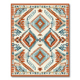 Southwestern Geometric Blue Teal Area Rug