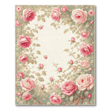 ODIKA Washable Vintage Pink Rose Floral Rug - Low Pile, Non-Slip, Pet Friendly