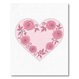 Romantic Pink Roses Heart Wreath Area Rug