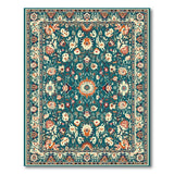 Floral Teal Persian Floral Medallion Area Rug