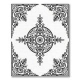 Ornate Black White Persian Floral Border Rug
