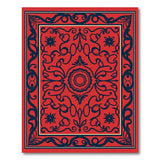 Red Traditional Persian Area Rug with Navy Motifs