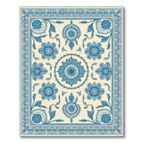 Elegant Blue Floral Persian Medallion Rug
