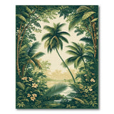 Lush Green Palm Jungle Oasis Area Rug