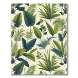 Coastal Beach Lush Green Palm Leaf Area Rug