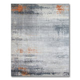 Distressed Grey Abstract Area Rug with Orange Accents